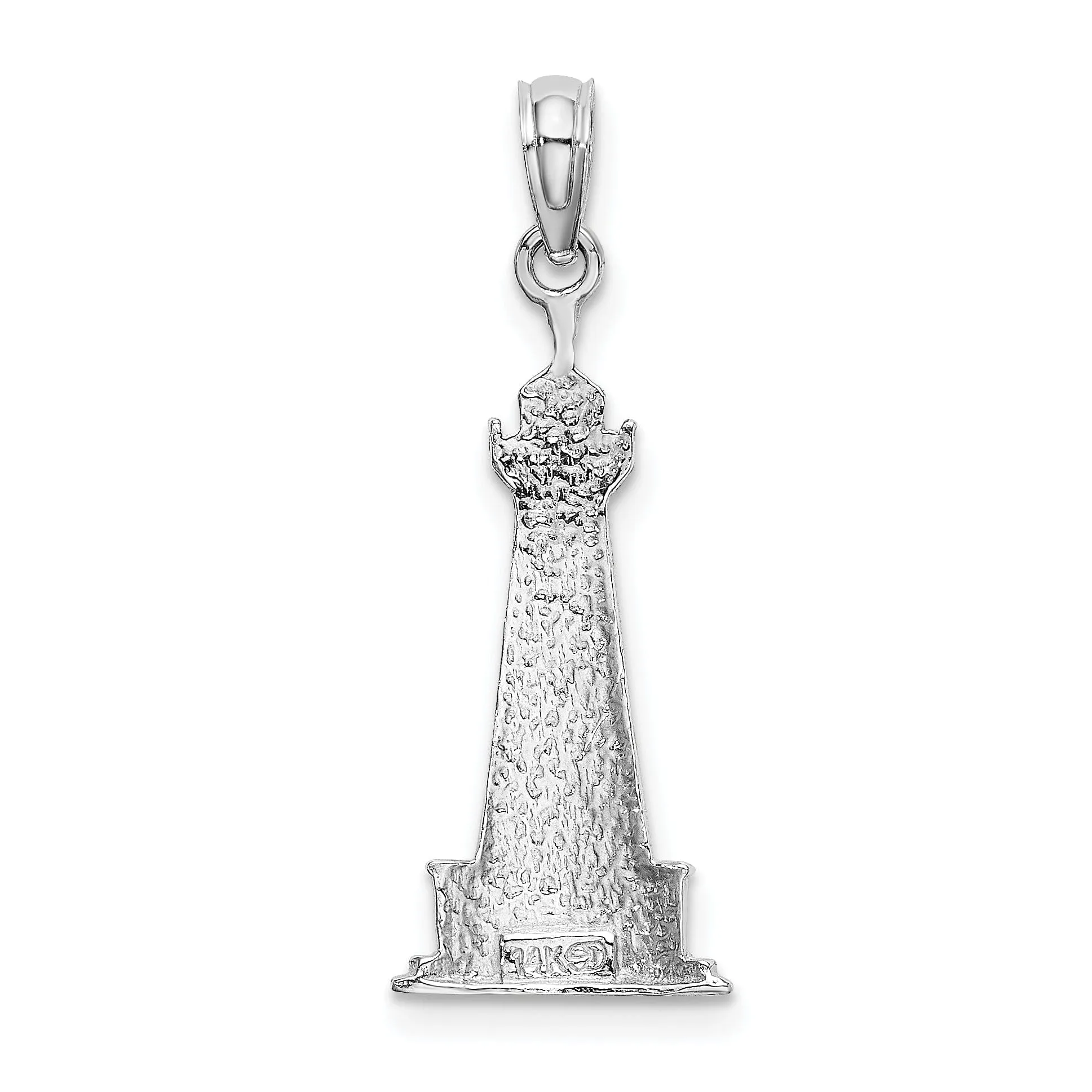 14K White Gold Polished Finish Solid 2-Dimensiona Cape Hatteras Lighthouse Charm