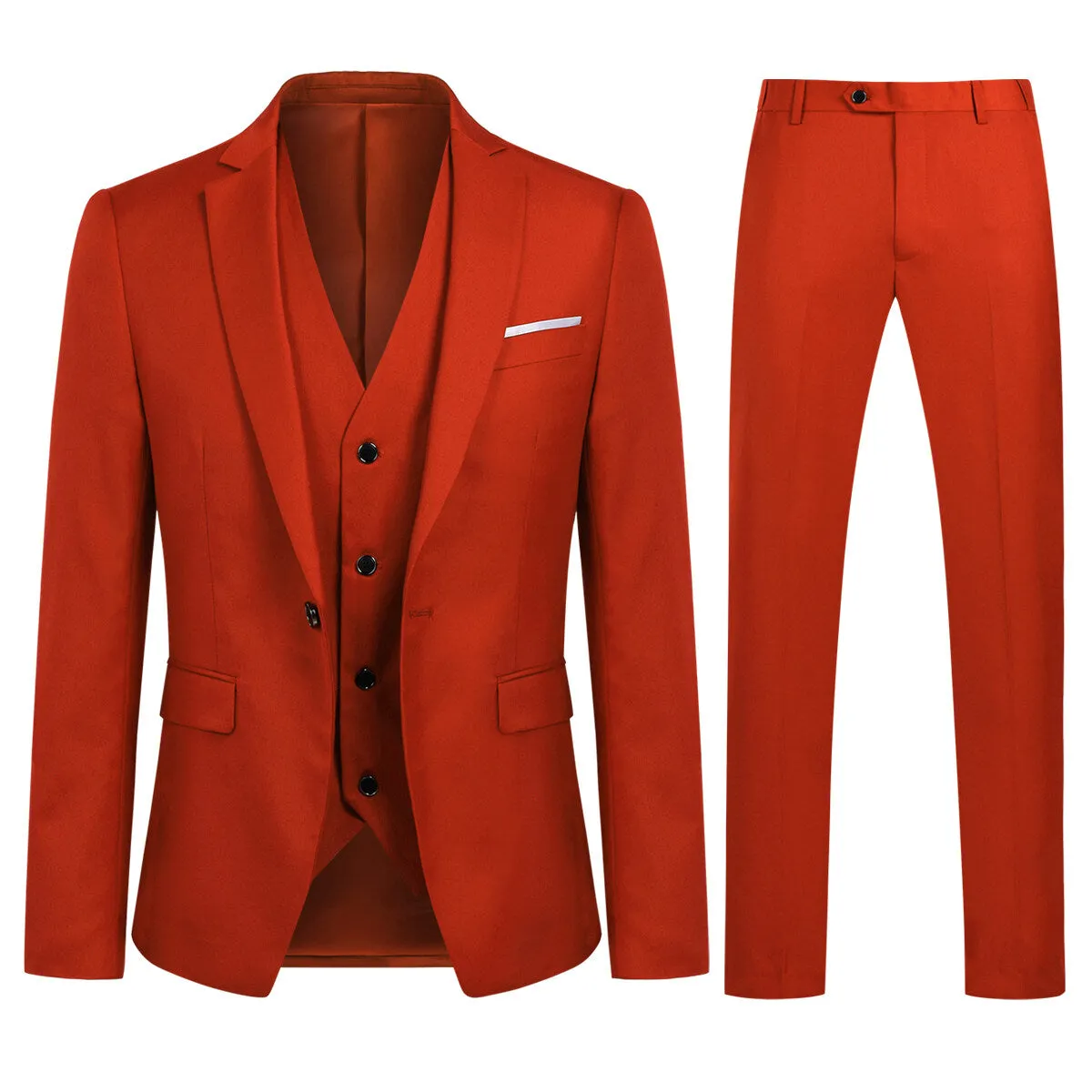 3-Piece Slim Fit One Button Fashion Red Suit