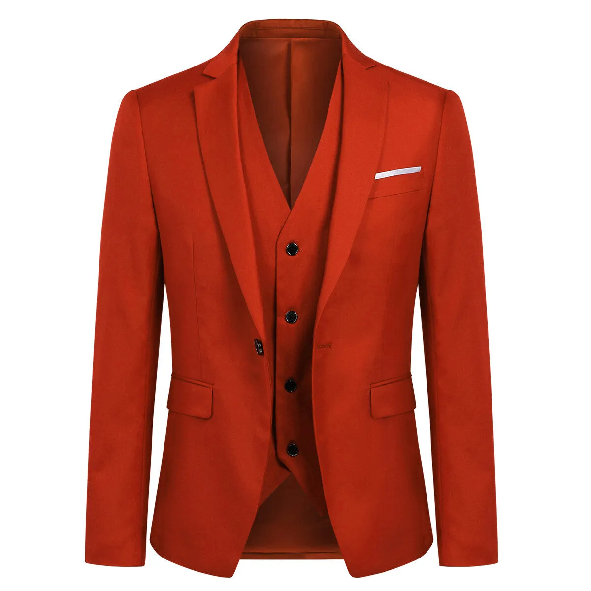 3-Piece Slim Fit One Button Fashion Red Suit