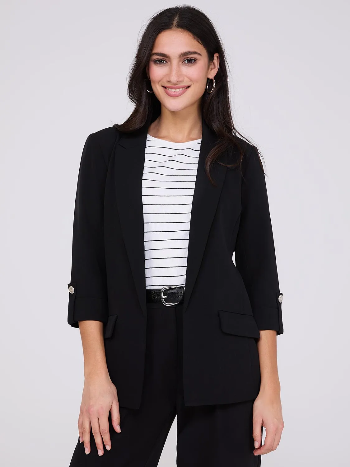 3/4 Sleeve Open Blazer