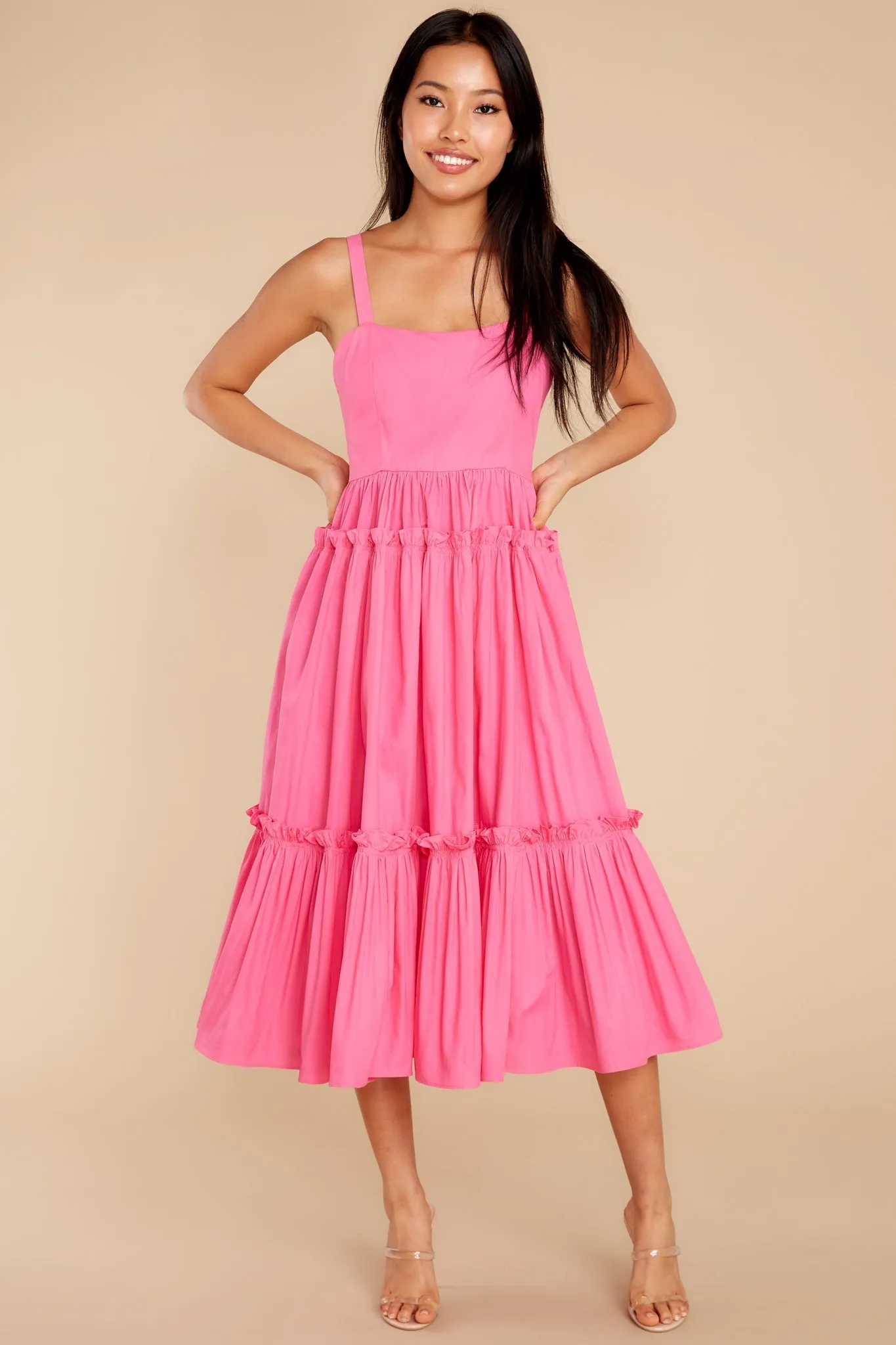 A Thousand Wishes Hot Pink Midi Dress