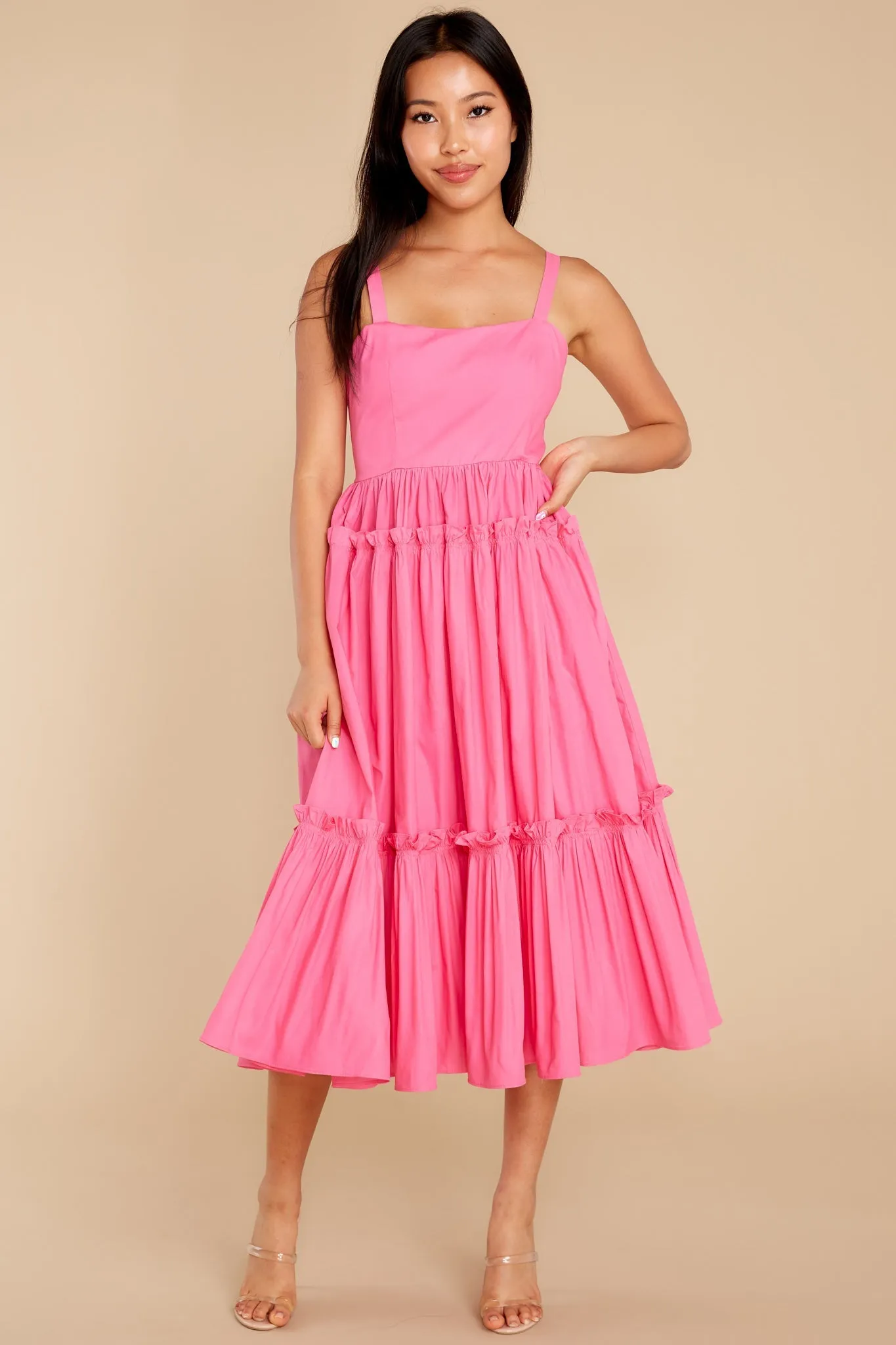 A Thousand Wishes Hot Pink Midi Dress