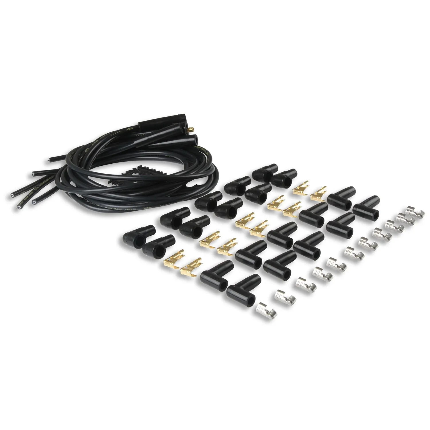 ACCEL Super Stock Spiral Core 8 mm Spark Plug Wire Set - Black - Straight Plug Boots - HEI Style Terminal - Cut-To-Fit - V8 4040K