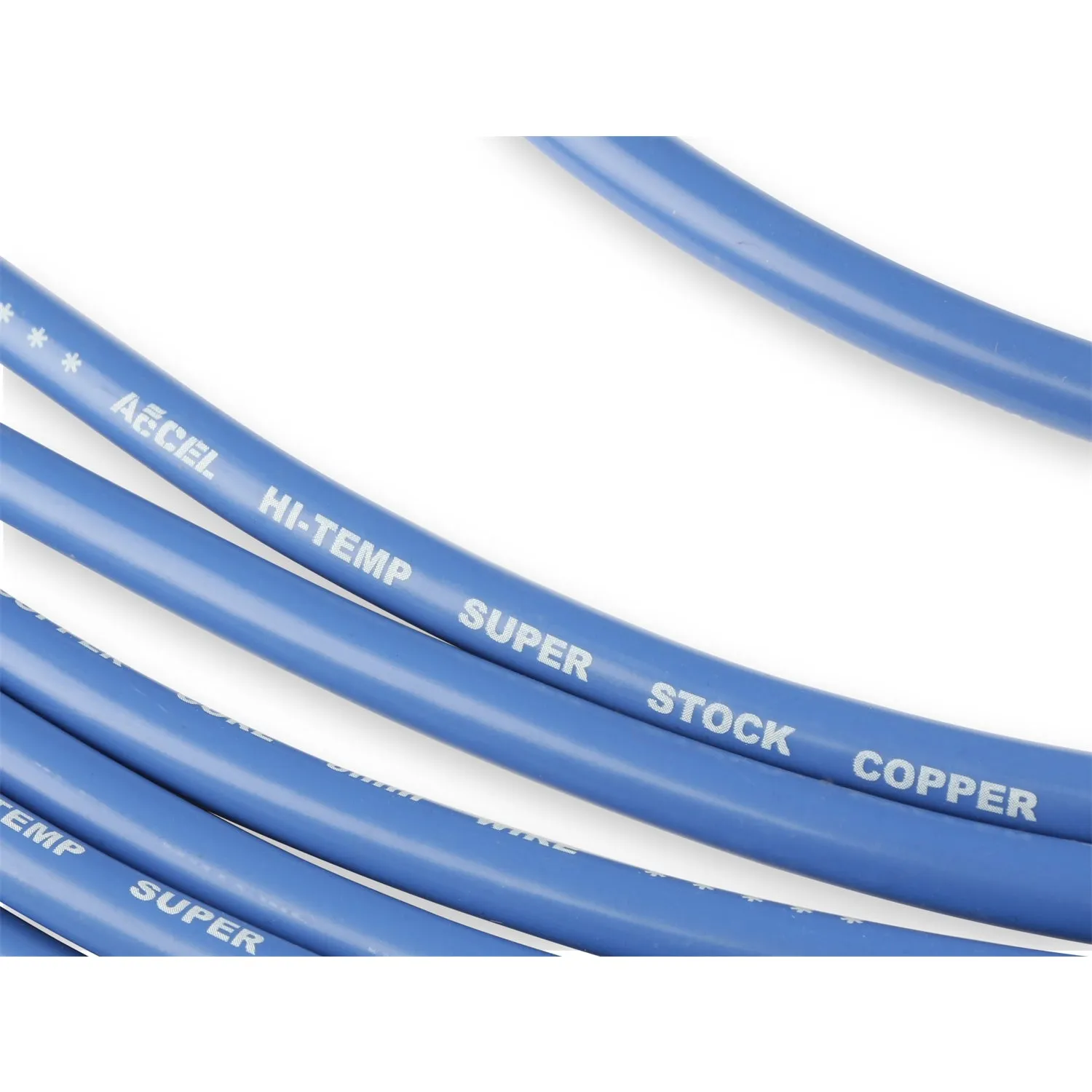 ACCEL Super Stock Spiral Core 8 mm Spark Plug Wire Set - Blue - 90 Degree Plug Boots - Socket Style - Cut-To-Fit - V8