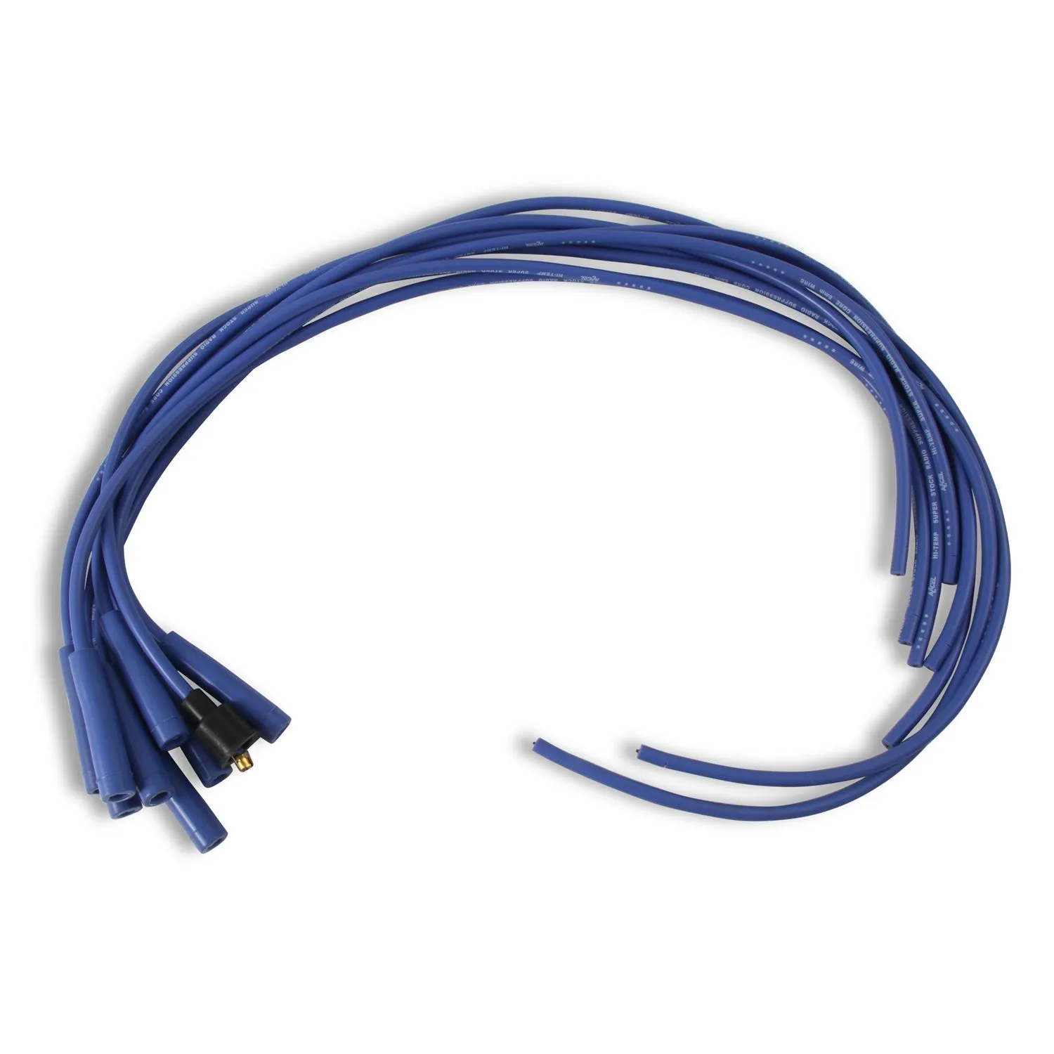 ACCEL Super Stock Spiral Core 8 mm Spark Plug Wire Set - Blue - Straight Plug Boots - HEI Style Terminal - Cut-To-Fit - V8