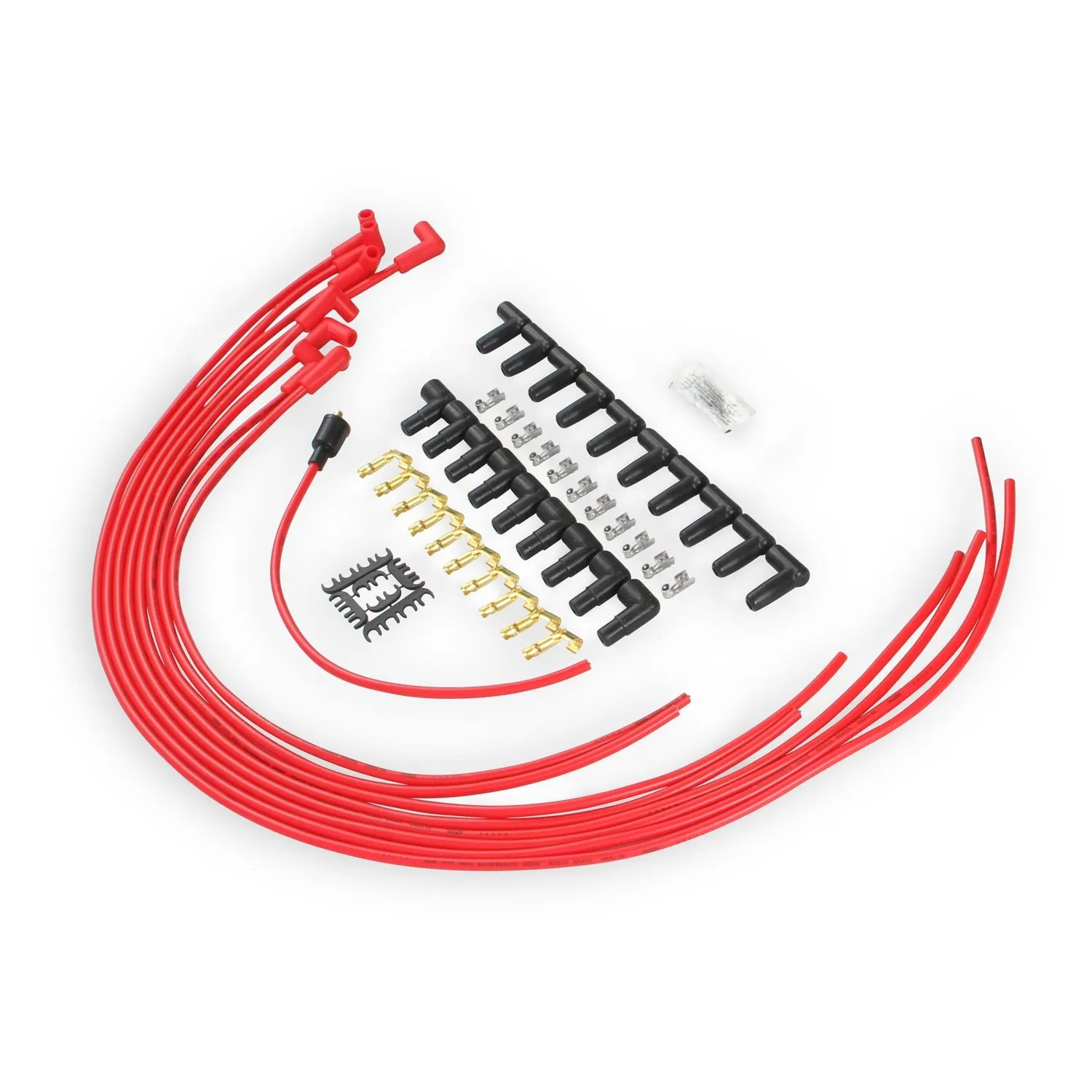 ACCEL Super Stock Spiral Core 8 mm Spark Plug Wire Set - Red - 90 Degree Plug Boots - HEI Style Terminal - Cut-To-Fit - V8 4041R