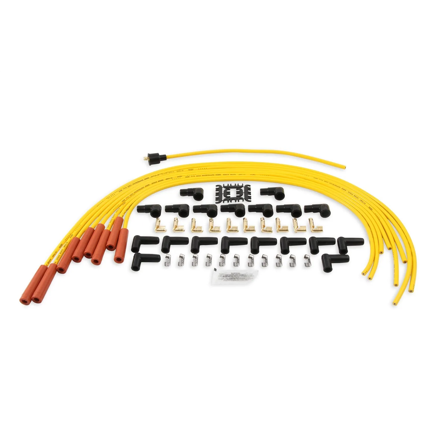 ACCEL Super Stock Spiral Core 8 mm Spark Plug Wire Set - Yellow - Straight Plug Boots - HEI Style Terminal - Cut-To-Fit - V8