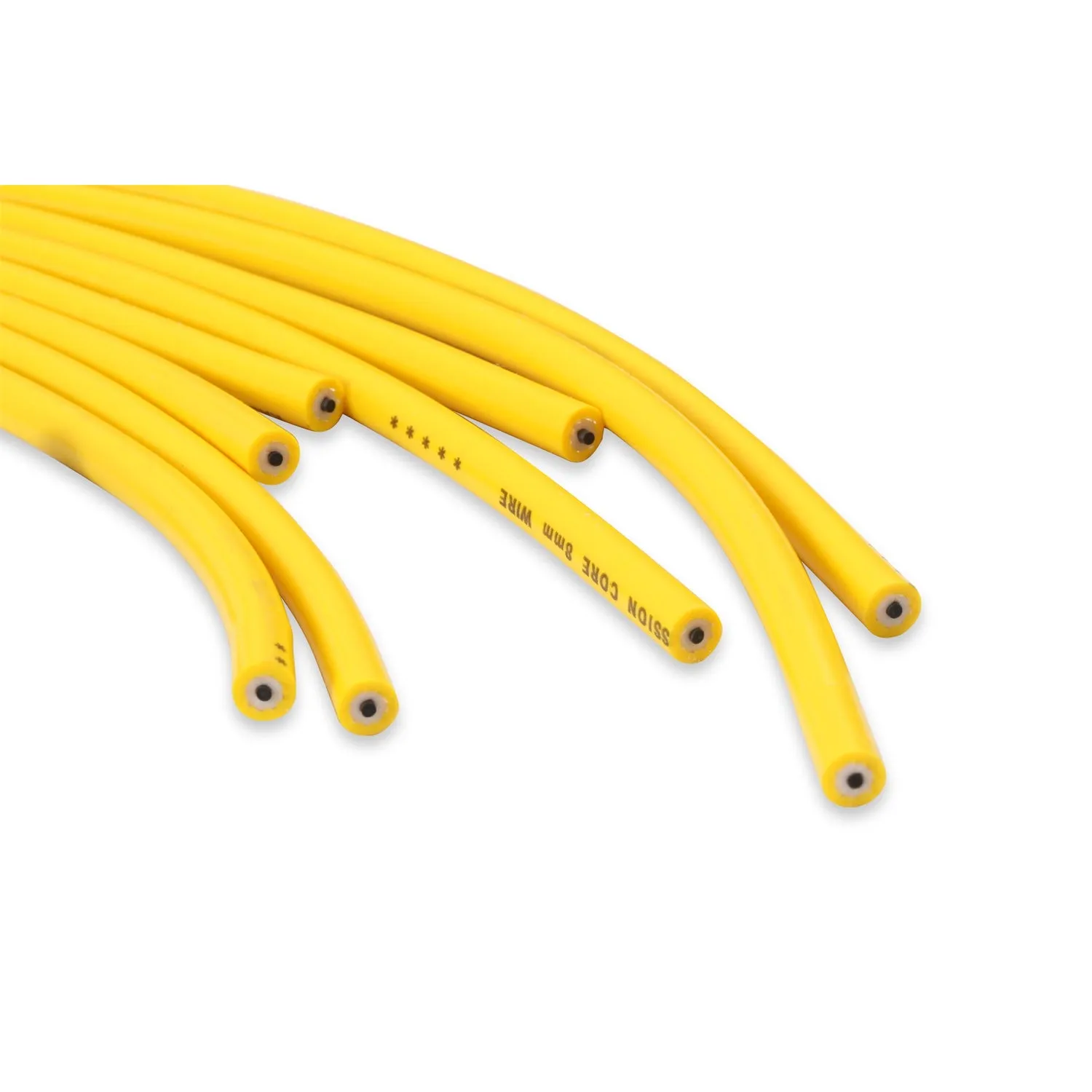 ACCEL Super Stock Spiral Core 8 mm Spark Plug Wire Set - Yellow - Straight Plug Boots - HEI Style Terminal - Cut-To-Fit - V8