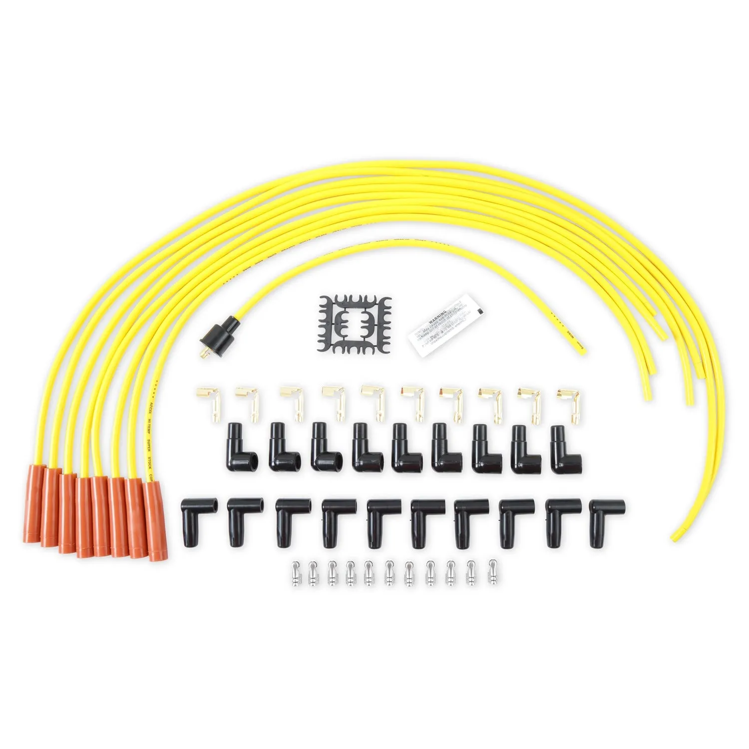 ACCEL Super Stock Spiral Core 8 mm Spark Plug Wire Set - Yellow - Straight Plug Boots - Socket Style - Cut-To-Fit - V8