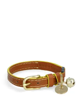 Adjustable quick-release leather cat collar