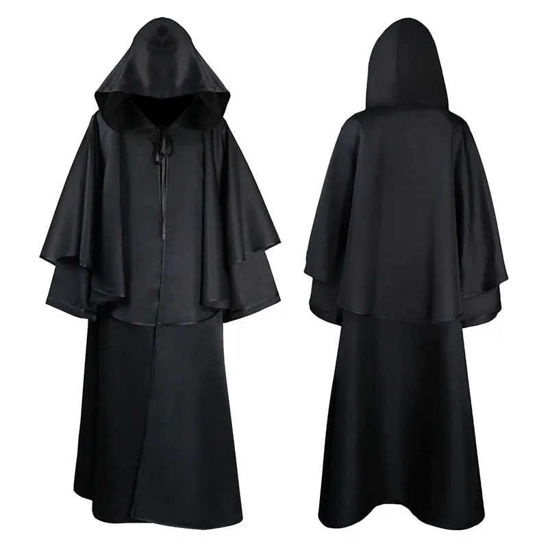 Adult Hooded Robe Jedi Wizard Cloak Darth Cape Halloween Knight Tunic Cosplay Costume for Men Women