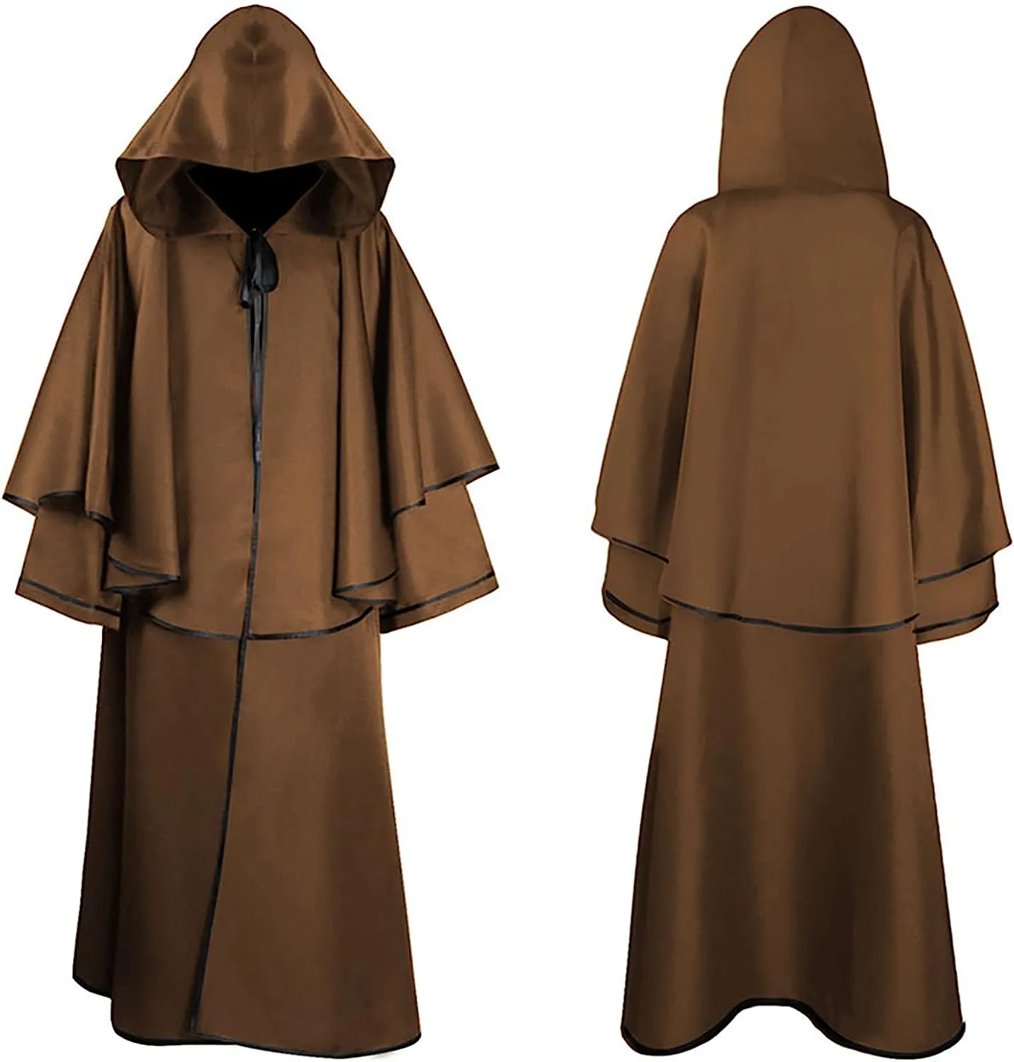 Adult Hooded Robe Jedi Wizard Cloak Darth Cape Halloween Knight Tunic Cosplay Costume for Men Women