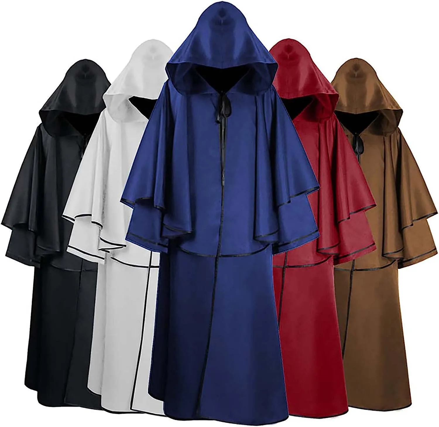 Adult Hooded Robe Jedi Wizard Cloak Darth Cape Halloween Knight Tunic Cosplay Costume for Men Women