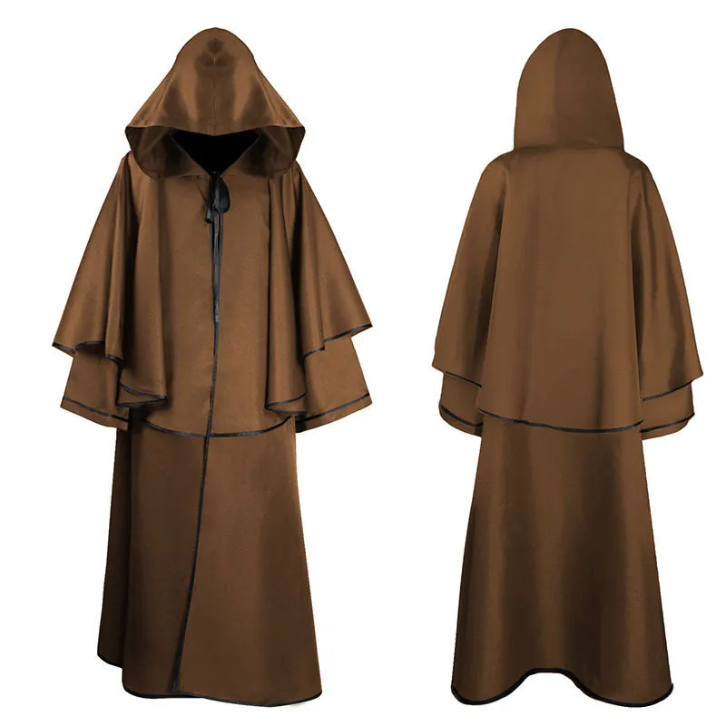 Adult Hooded Robe Jedi Wizard Cloak Darth Cape Halloween Knight Tunic Cosplay Costume for Men Women