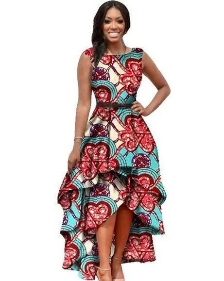 African Dresses Polyester Traditional African Clothing Time-limited Real 2019 Large Swing Waist Sleeveless Dress Women Printing