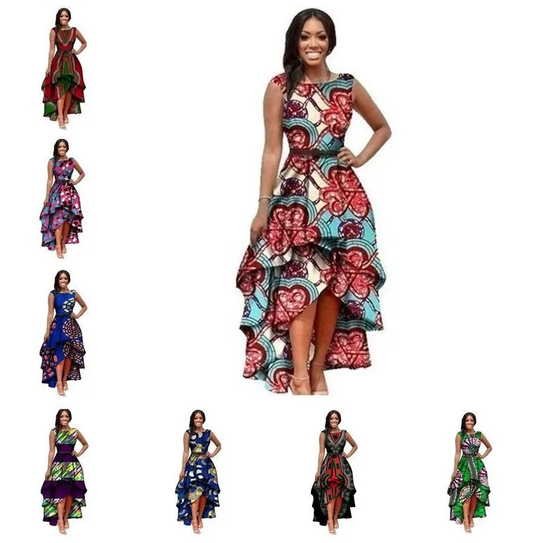 African Dresses Polyester Traditional African Clothing Time-limited Real 2019 Large Swing Waist Sleeveless Dress Women Printing