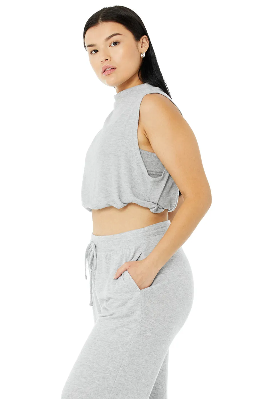 Alolux Soho Mock Neck Tank - Athletic Heather Grey