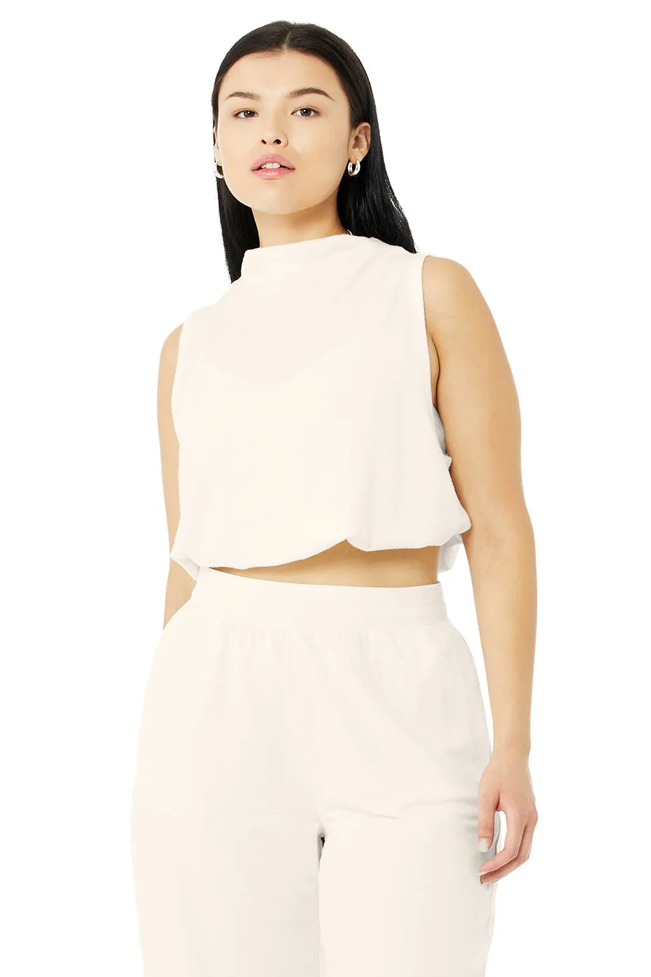 Alolux Soho Mock Neck Tank - Ivory