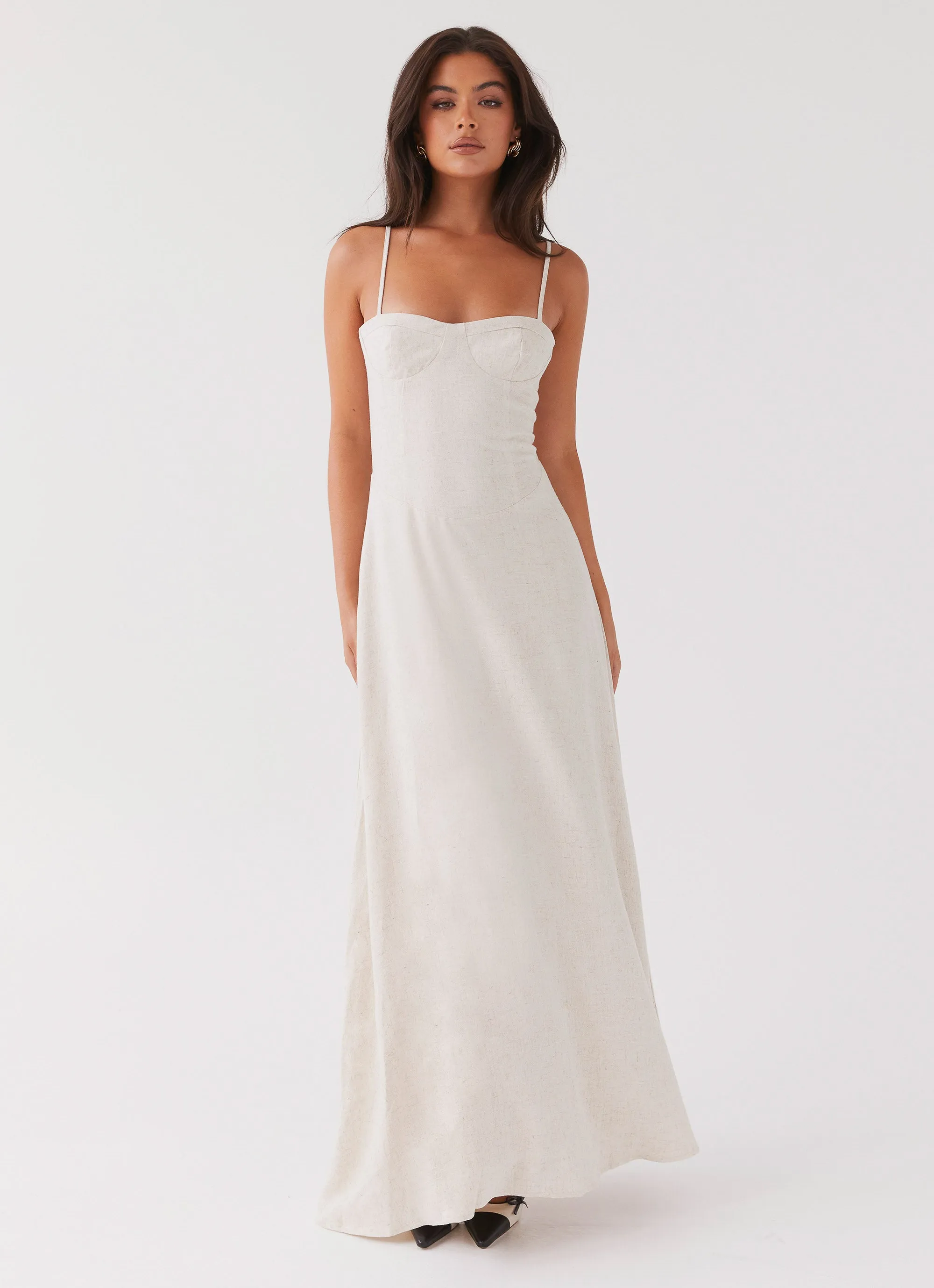 Angelina Linen Maxi Dress - Oatmeal