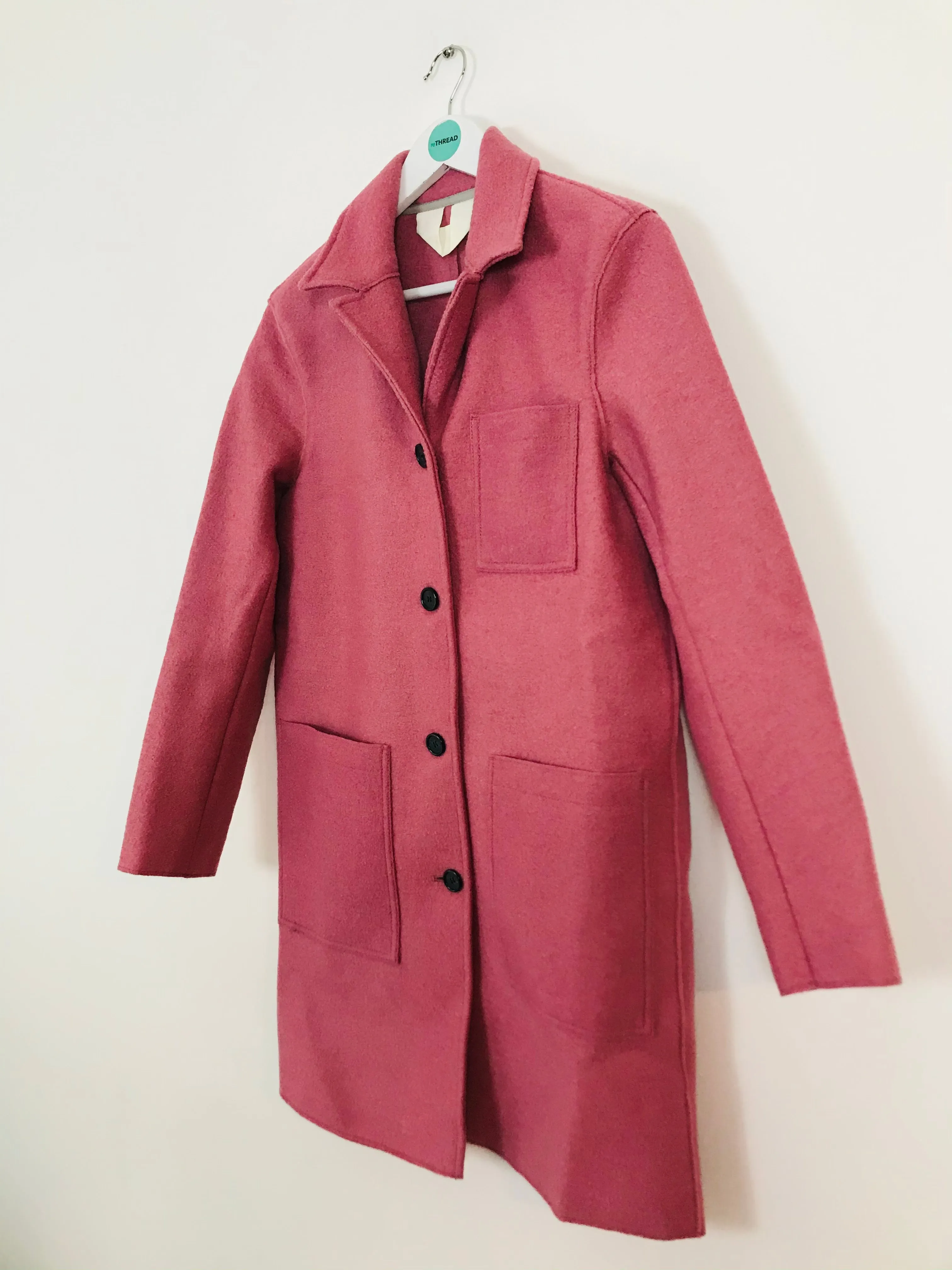 Arket Women’s Longline Wool Overcoat | 34 UK8 | Pink