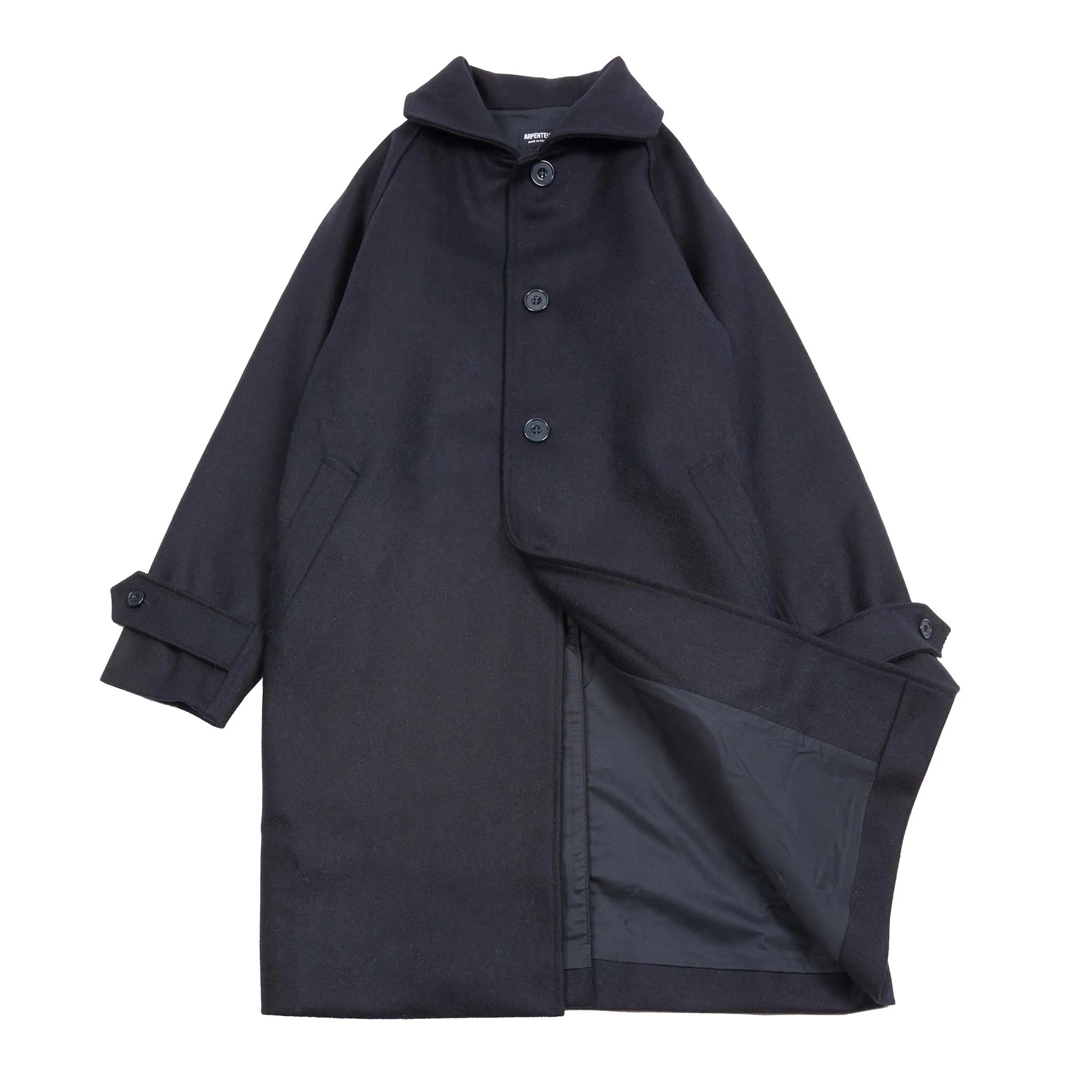 Arpenteur Utile Melton Wool Overcoat in Midnight