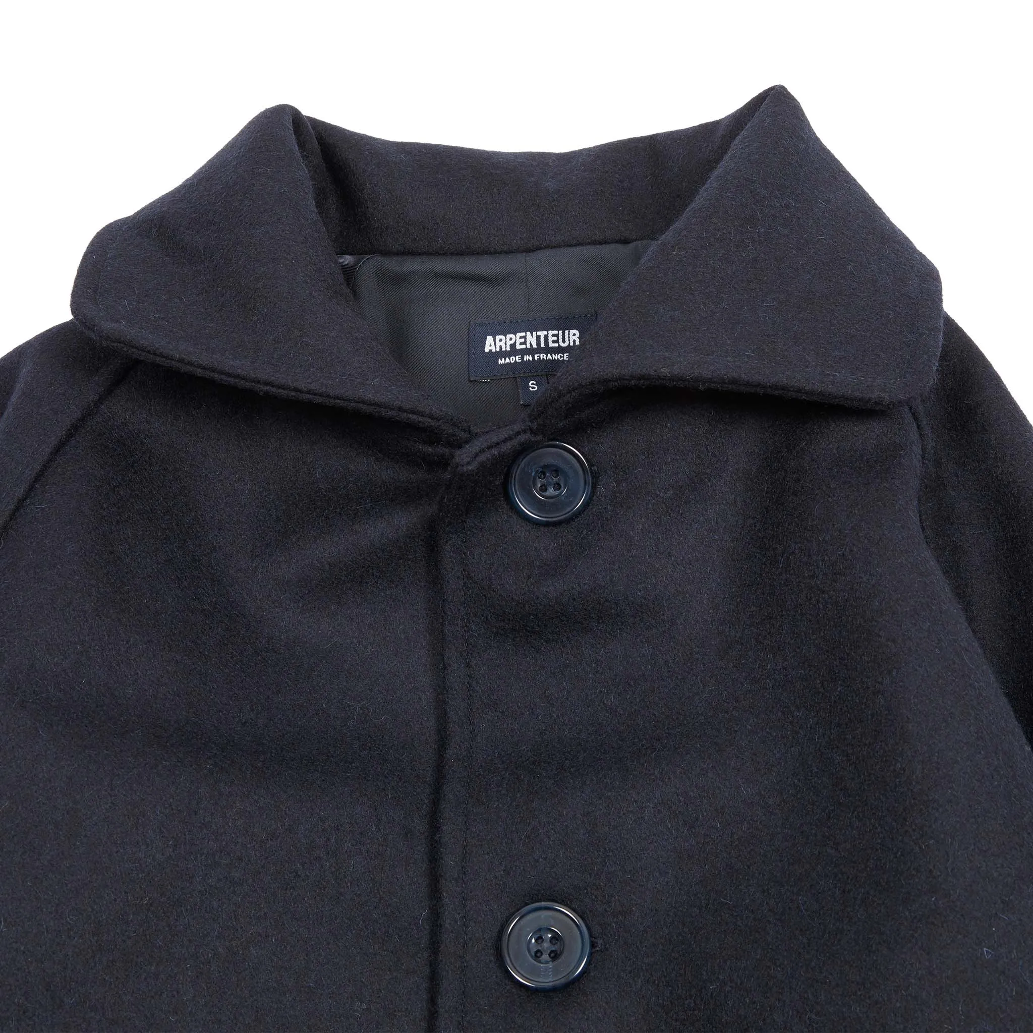 Arpenteur Utile Melton Wool Overcoat in Midnight