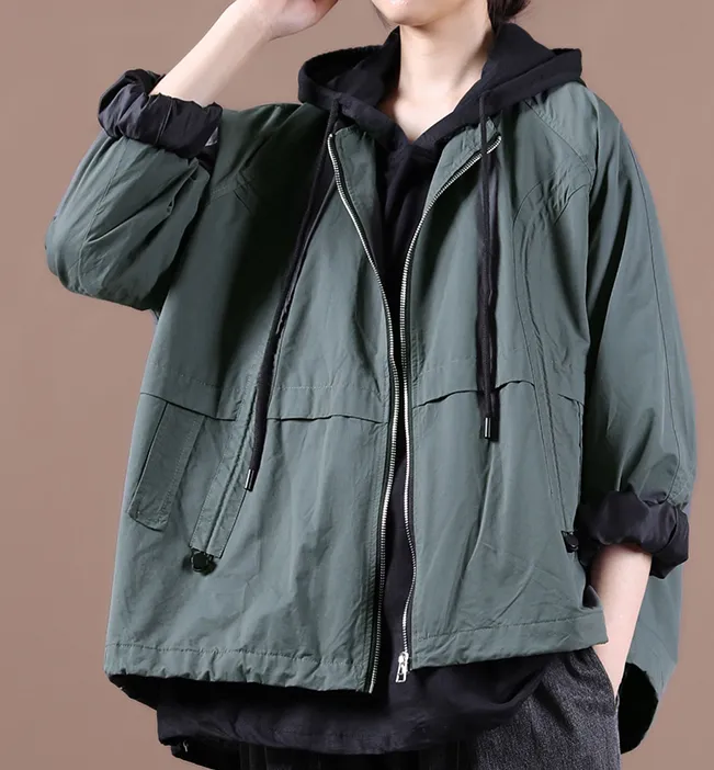 Autumn Women Spring Casual Coat Loose Hooded Parka Plus Size Short Coat Jacket