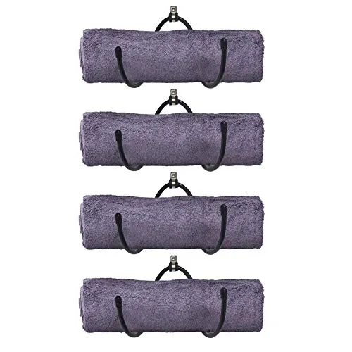 AUXPhome Wall-Mounted Yoga Mat Foam Roller and Towel Rack Holder- Yoga and Barre Mats Storage Rack Wall Holder Storage Shelf Exercise Mat Rack Hanging for Your Fitness Class or Home Gym, （4 Pack）