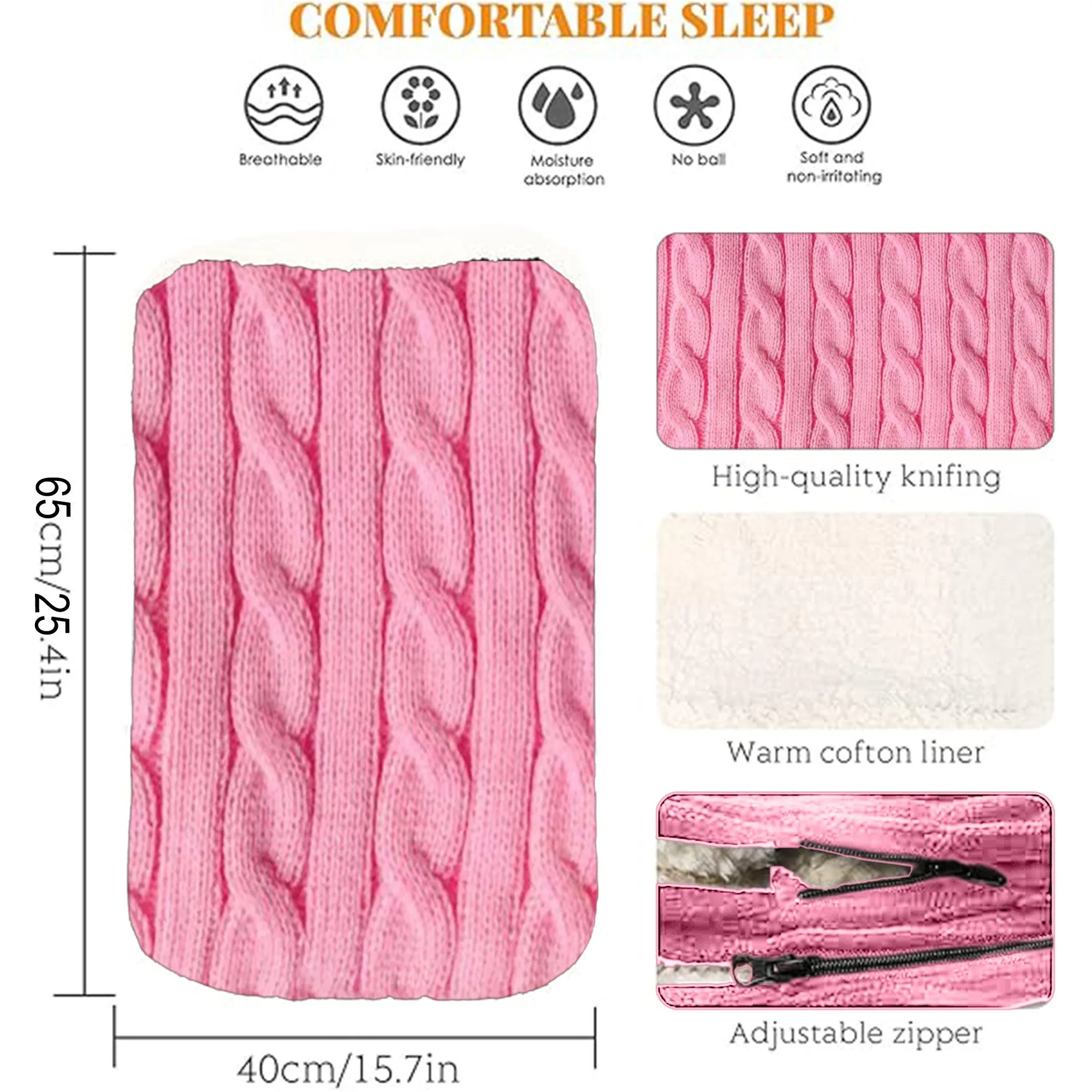 Babymoon Organic Knitted Woolen Fleece Swaddle Wrap | Baby Sleeping Bag | Pink