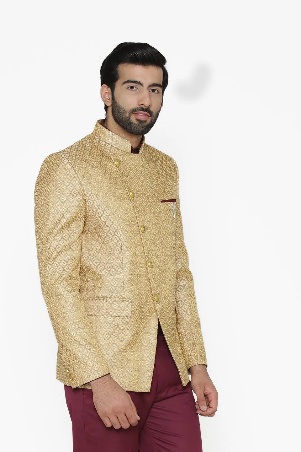 Banarasi Rayon Cotton Gold Blazer