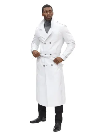 Barya White Leather Trench Coat