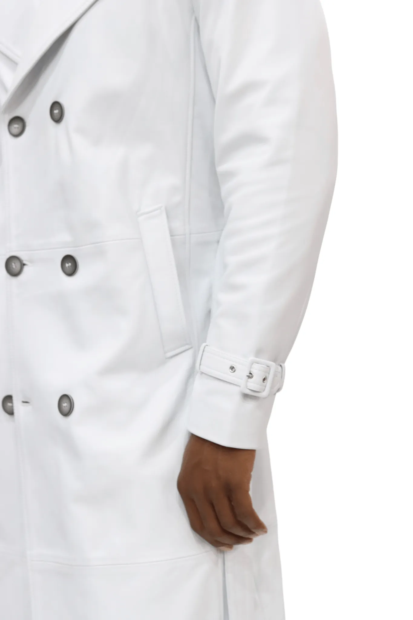 Barya White Leather Trench Coat