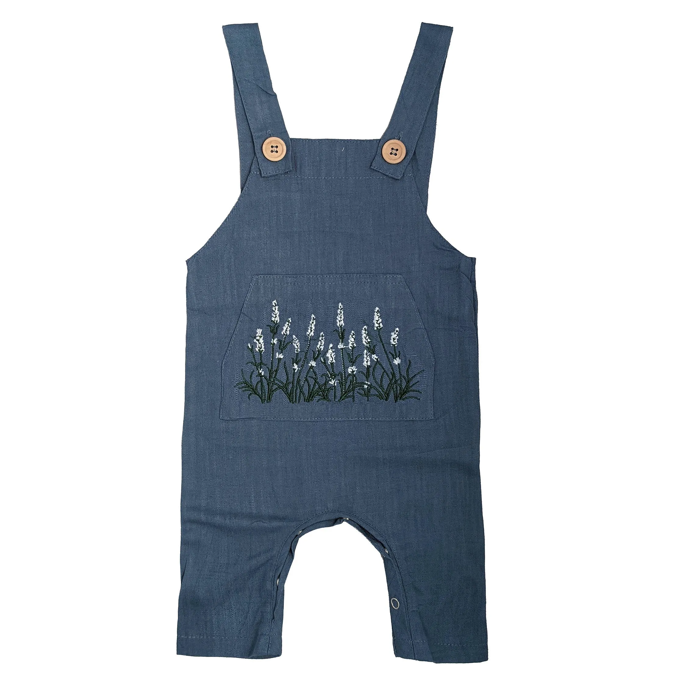 Bee Honey Babies - Lavender Field Linen Overall - Dusk