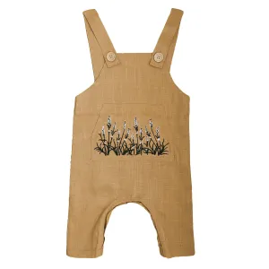 Bee Honey Babies - Lavender Field Linen Overall - Rustic Gold