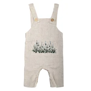 Bee Honey Babies - Lavender Field Linen Overall - Wheat