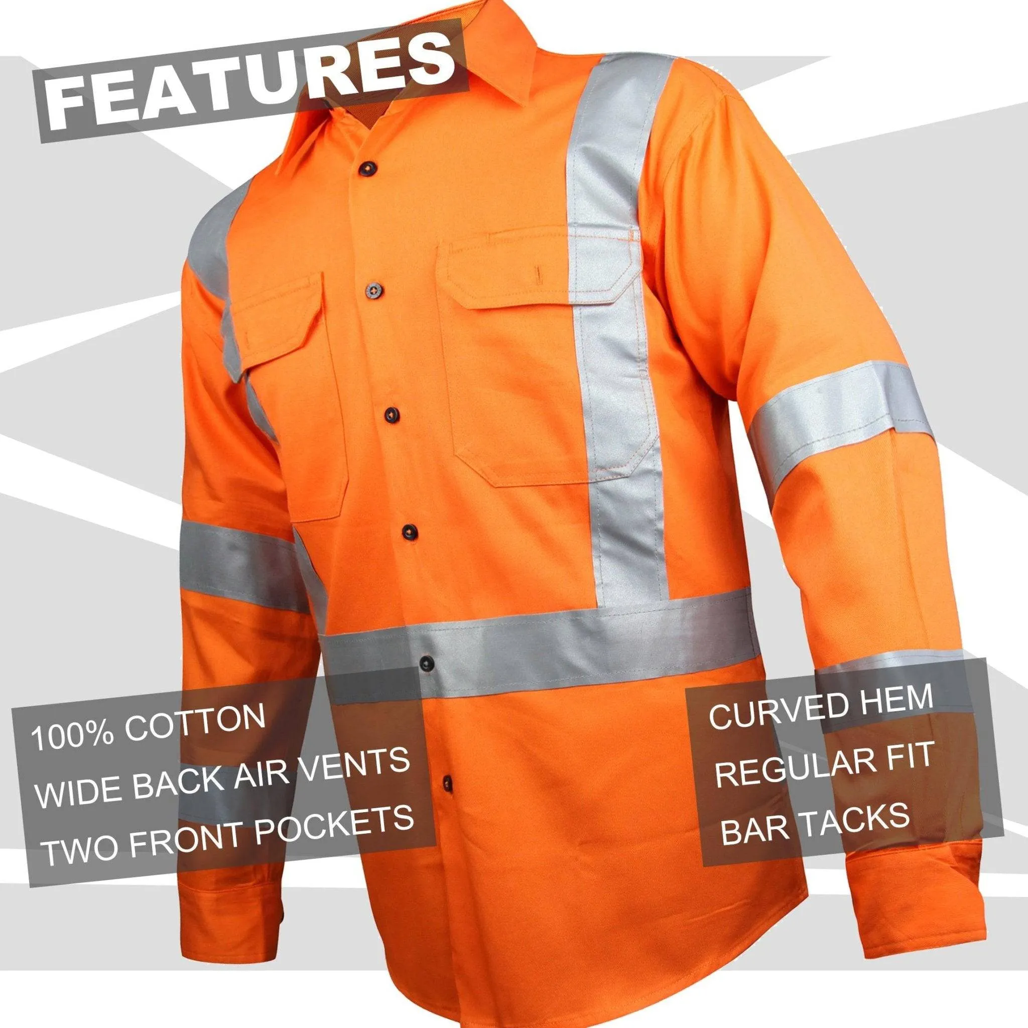 Big Bee Hi Vis Shirts Cross Back Reflective, NSW QLD Rail Shirt