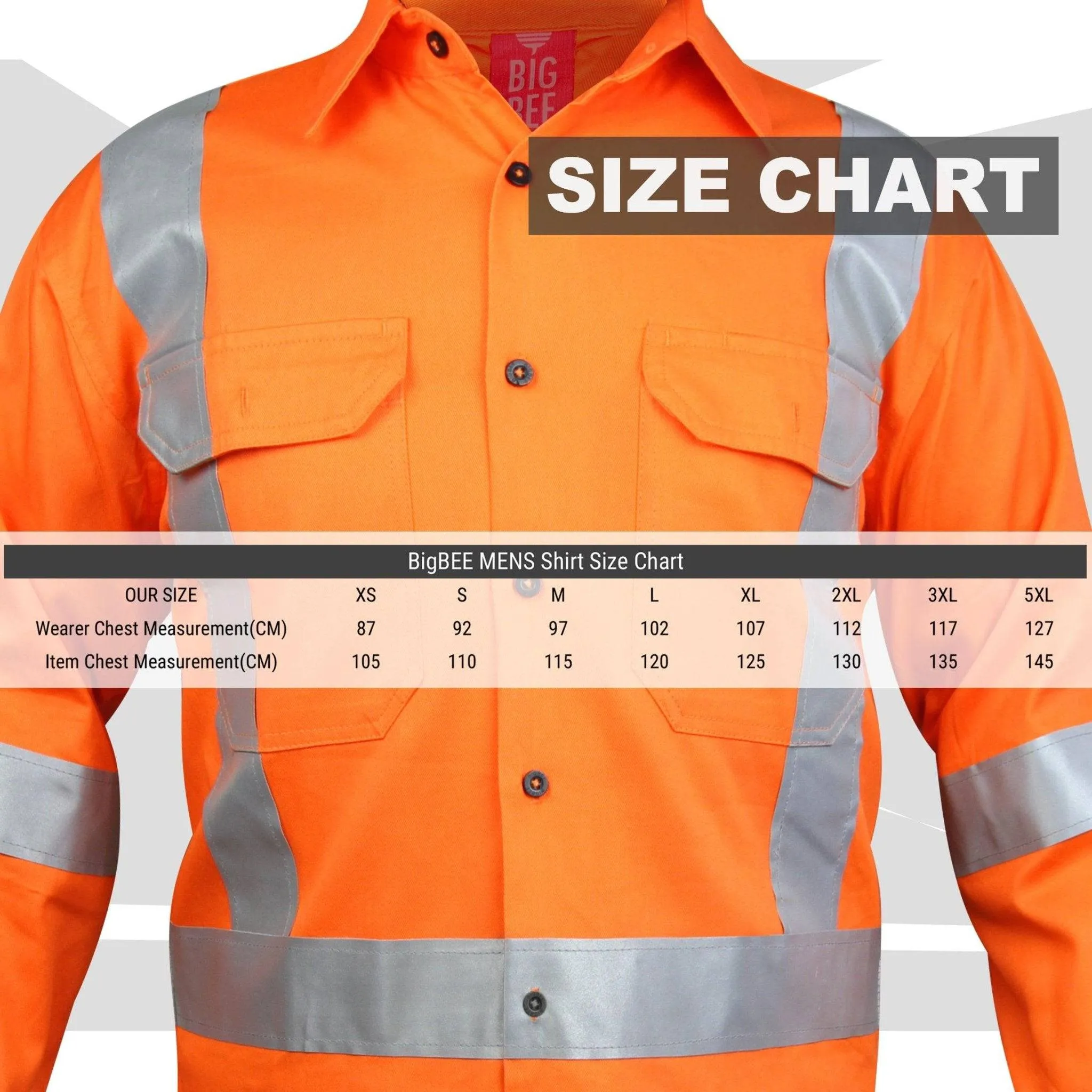 Big Bee Hi Vis Shirts Cross Back Reflective, NSW QLD Rail Shirt