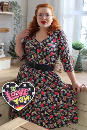 Billie Long Sleeved Retro Pop Art Dress