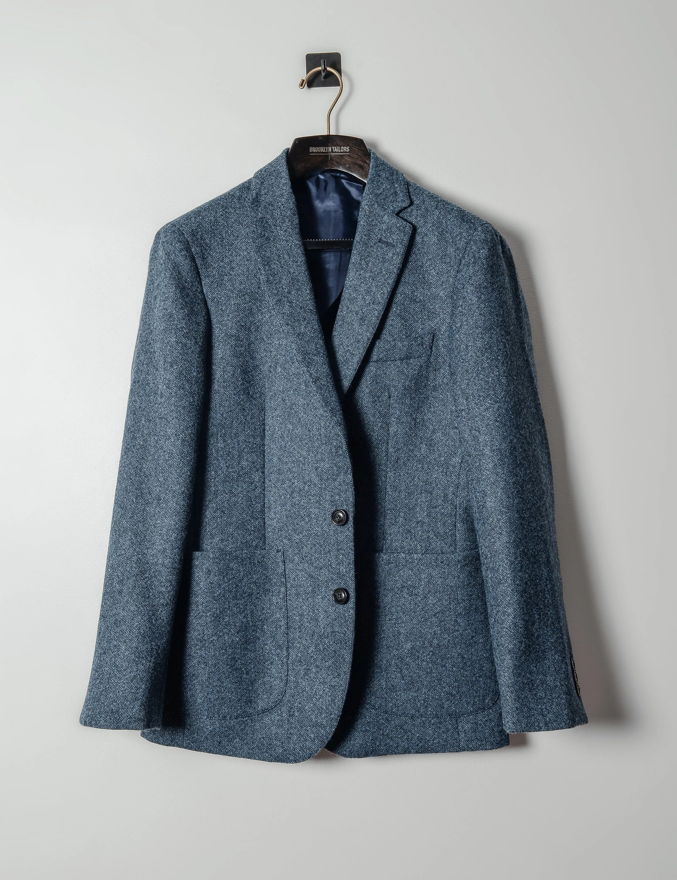 BKT35 Unstructured Jacket in Donegal Tweed - Denim