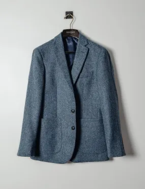 BKT35 Unstructured Jacket in Donegal Tweed - Denim