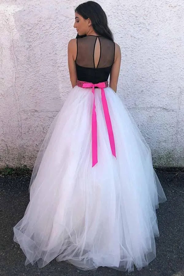 Black and White Prom Dress Long, Evening Dress ,Winter Formal Dress, Pageant Dance Dresses, Graduation School Party Gown, PC0220