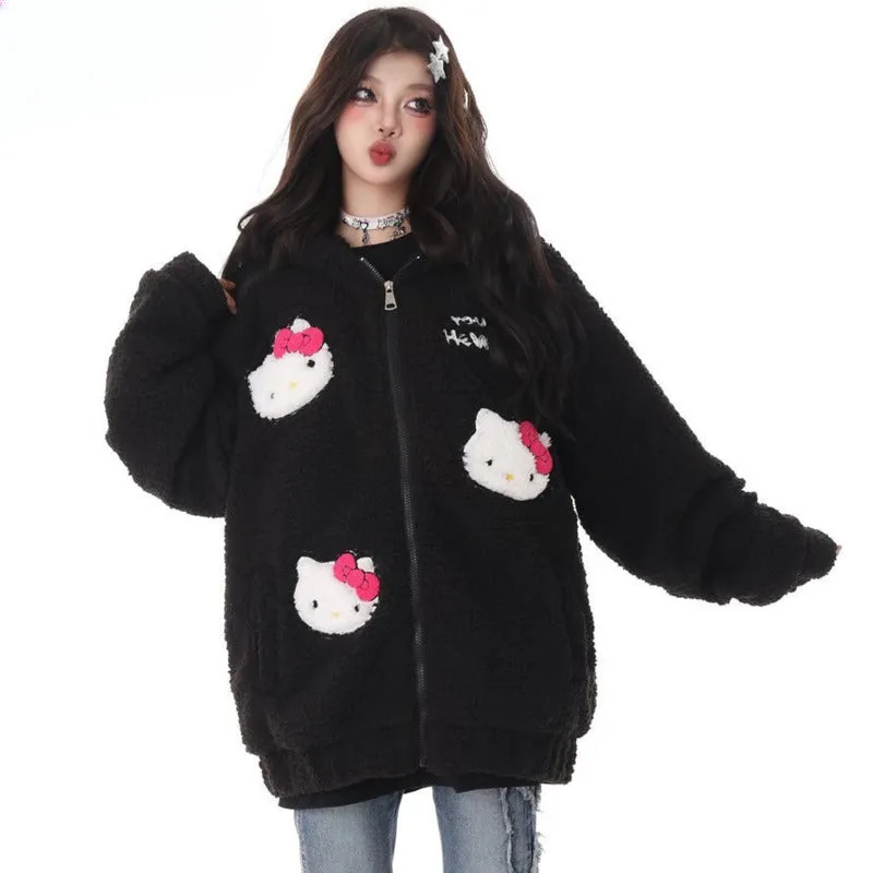 Black Kitty Embroidery Jacket KI448