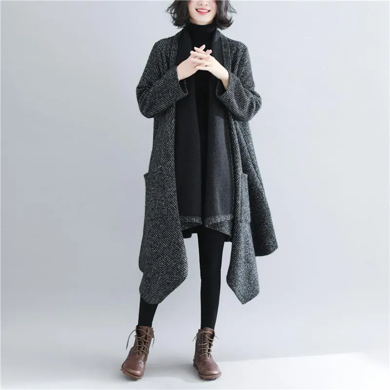 Black Women Plus Size Loose Long Overcoat