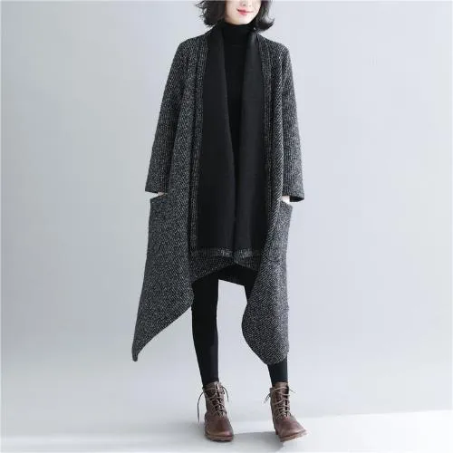 Black Women Plus Size Loose Long Overcoat