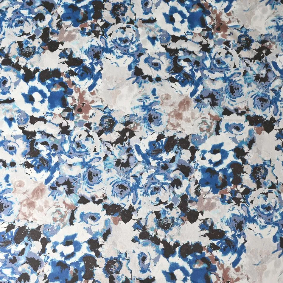 Blue Floral Print Fabric 2959