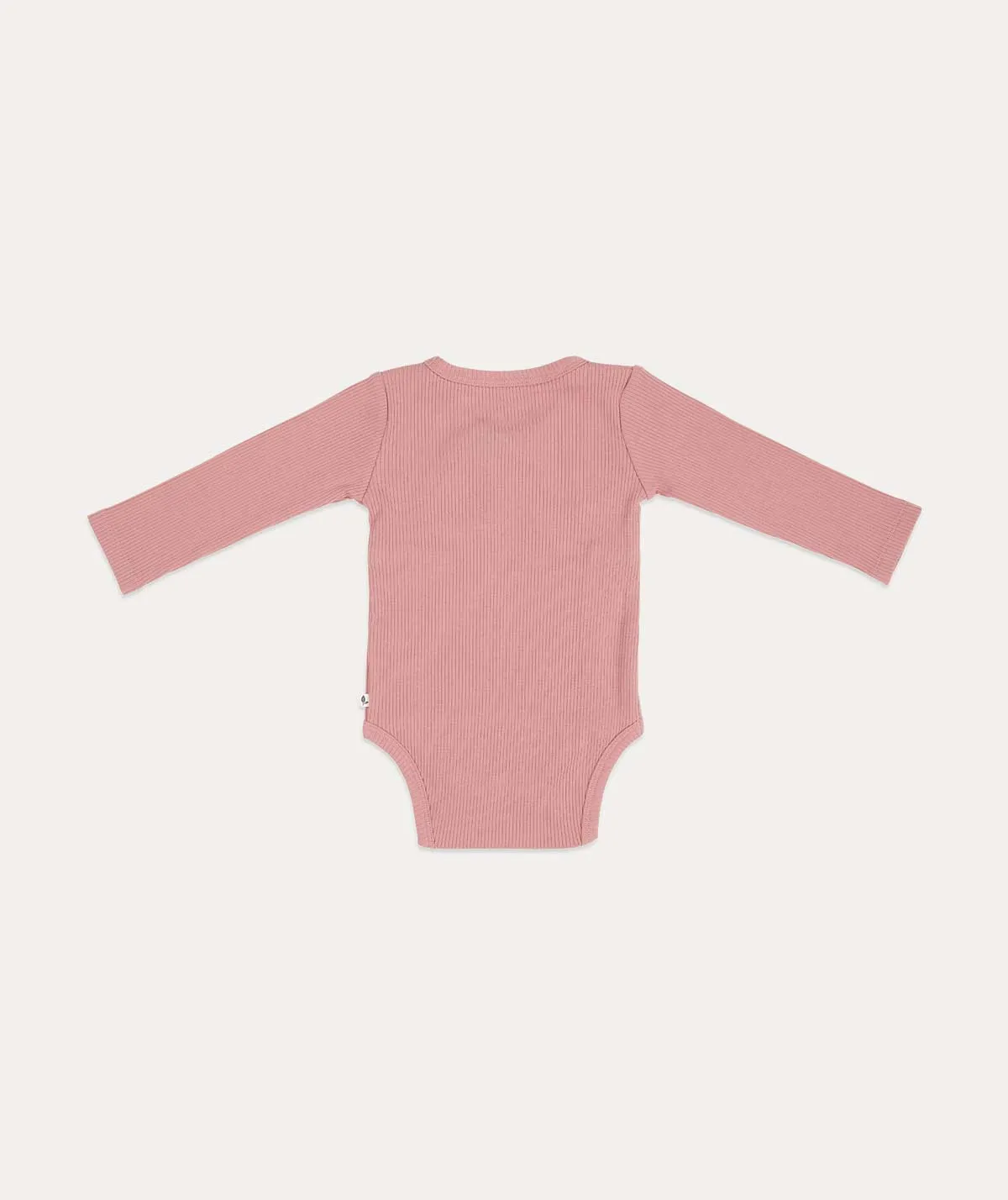 Bodysuit Wrap Long Sleeves Rib - Vintage Pink