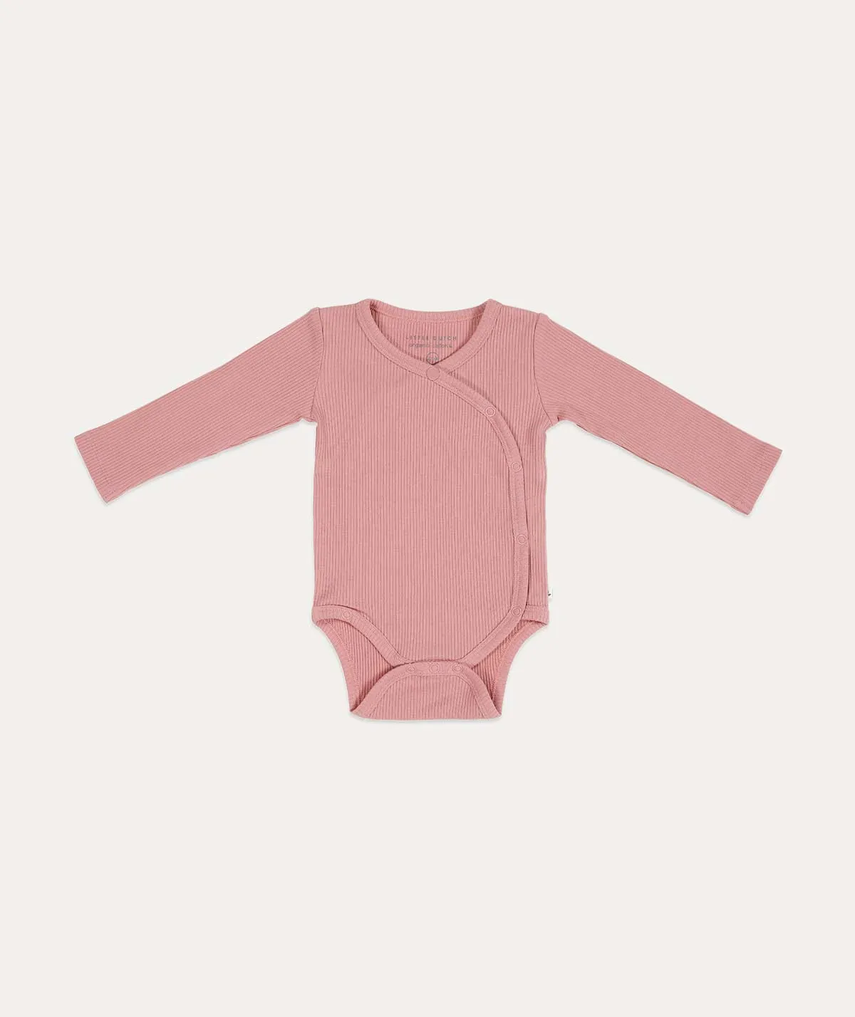 Bodysuit Wrap Long Sleeves Rib - Vintage Pink