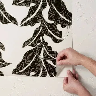 Botanical Leaf Peel and Stick Wallpaper Black/White - Opalhouse™ designed with Jungalow™