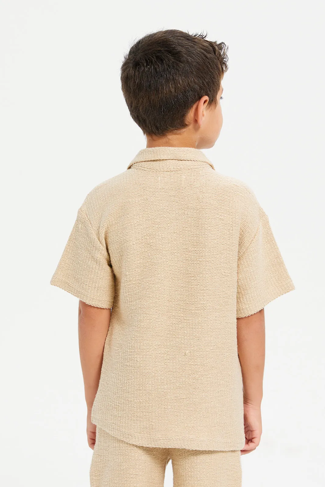 Boys Brown Heavy Loop Knit Shirt