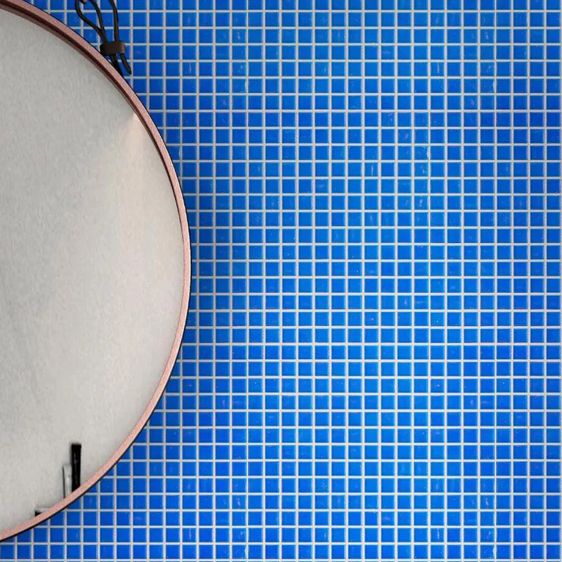 Bright Cobalt Blue Squares Glass Pool Tile